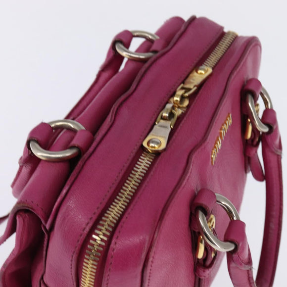 Miu Miu Matelasse Hand Bag Leather 2way Pink Gold Auth am9052