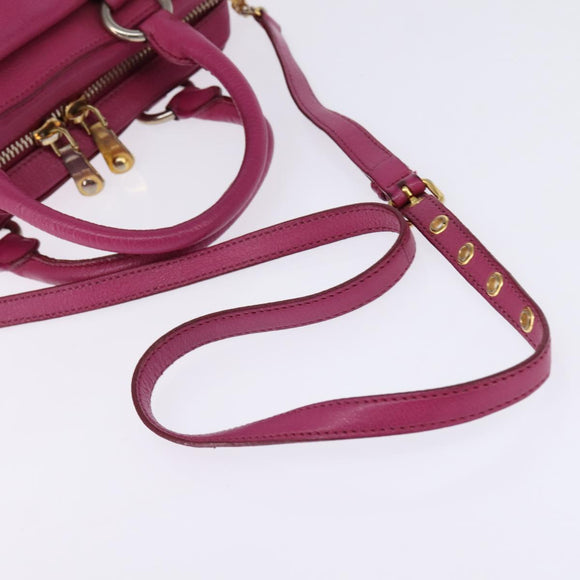 Miu Miu Matelasse Hand Bag Leather 2way Pink Gold Auth am9052