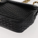 BALLY Chain Shoulder Bag Leather Black Gold Auth am9054-14