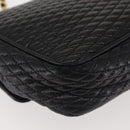 BALLY Chain Shoulder Bag Leather Black Gold Auth am9054-15