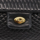 BALLY Chain Shoulder Bag Leather Black Gold Auth am9054-17