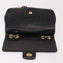 BALLY Chain Shoulder Bag Leather Black Gold Auth am9054-10