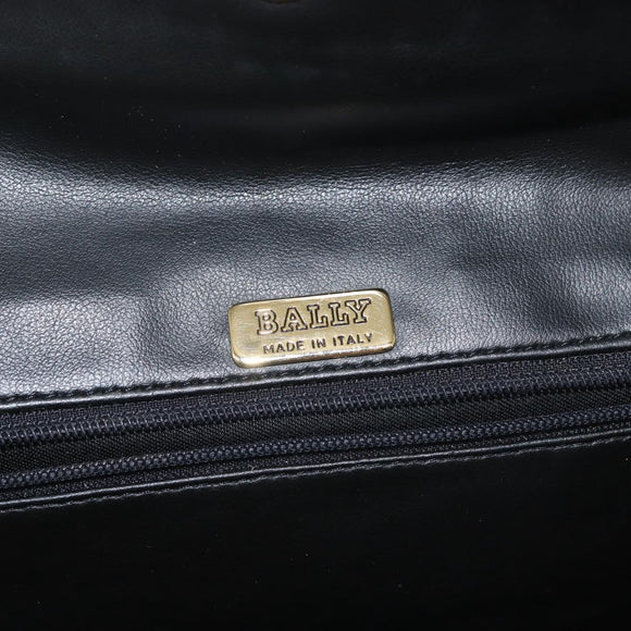BALLY Chain Shoulder Bag Leather Black Gold Auth am9054