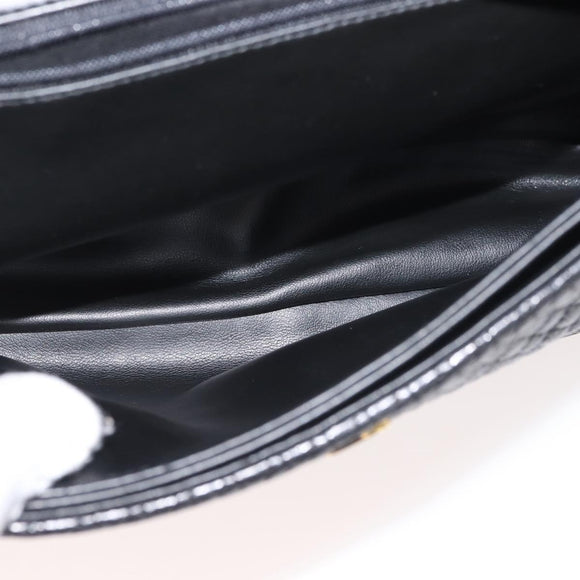 BALLY Chain Shoulder Bag Leather Black Gold Auth am9054