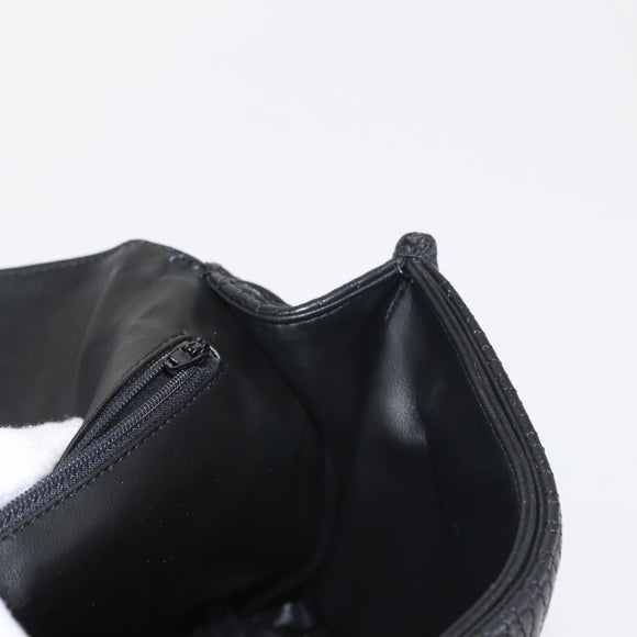 BALLY Chain Shoulder Bag Leather Black Gold Auth am9054