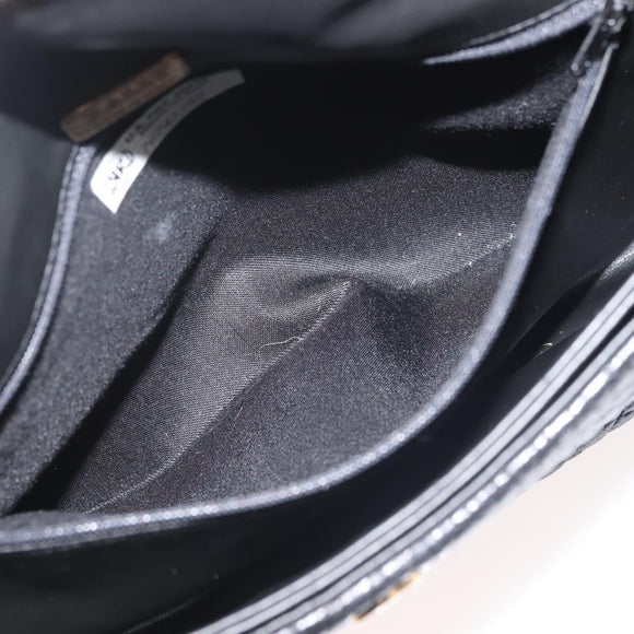 BALLY Chain Shoulder Bag Leather Black Gold Auth am9054