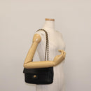 BALLY Chain Shoulder Bag Leather Black Gold Auth am9054-22