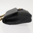 BALLY Chain Shoulder Bag Leather Black Gold Auth am9054-4