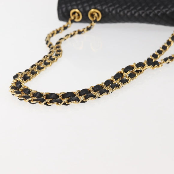 BALLY Chain Shoulder Bag Leather Black Gold Auth am9054