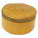 CHANEL COCO Mark Jewelry Box Caviar Skin Yellow Gold CC Auth am9057-1