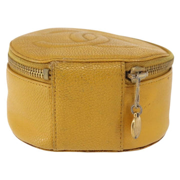 CHANEL COCO Mark Jewelry Box Caviar Skin Yellow Gold CC Auth am9057 - 0