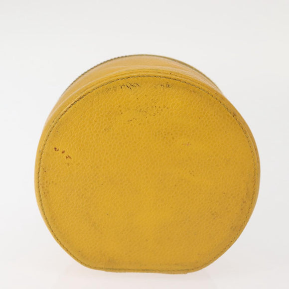 CHANEL COCO Mark Jewelry Box Caviar Skin Yellow Gold CC Auth am9057