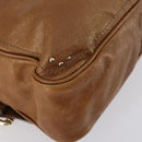 Chloe Paddington Shoulder Bag Leather Brown Gold Auth am9059-17
