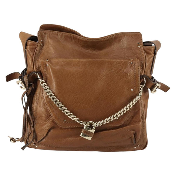 Chloe Paddington Shoulder Bag Leather Brown Gold Auth am9059