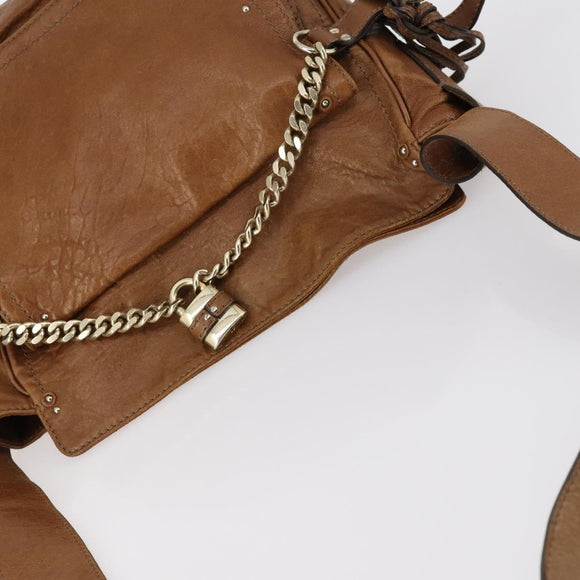 Chloe Paddington Shoulder Bag Leather Brown Gold Auth am9059