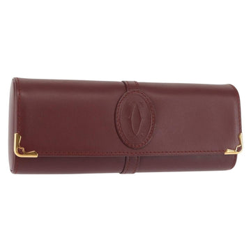 CARTIER Must Line Glasses Case Leather Bordeaux Auth am9067