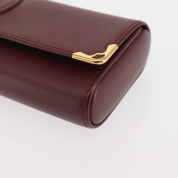 CARTIER Must Line Glasses Case Leather Bordeaux Auth am9067