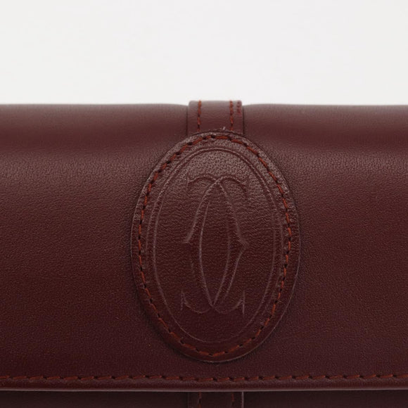 CARTIER Must Line Glasses Case Leather Bordeaux Auth am9067