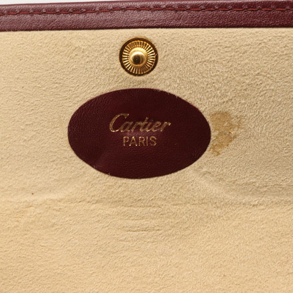 CARTIER Must Line Glasses Case Leather Bordeaux Auth am9067