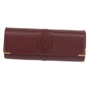 CARTIER Must Line Glasses Case Leather Bordeaux Auth am9067-13