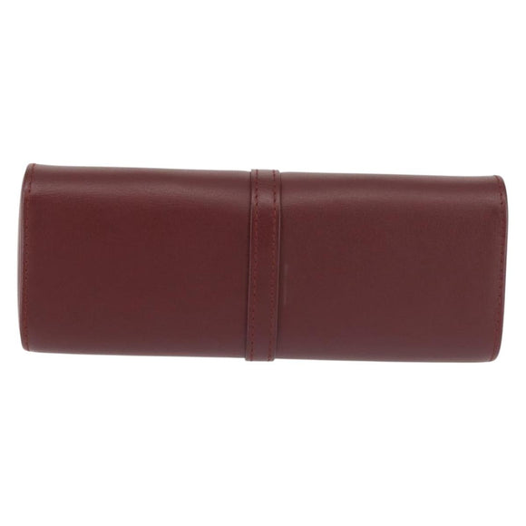 CARTIER Must Line Glasses Case Leather Bordeaux Auth am9067