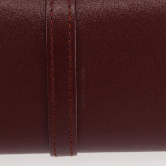 CARTIER Must Line Glasses Case Leather Bordeaux Auth am9067