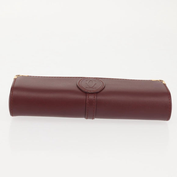 CARTIER Must Line Glasses Case Leather Bordeaux Auth am9067