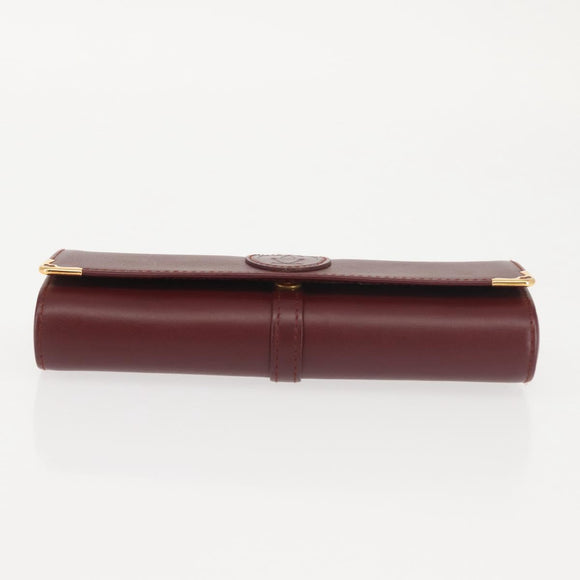 CARTIER Must Line Glasses Case Leather Bordeaux Auth am9067
