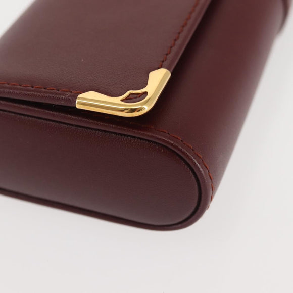 CARTIER Must Line Glasses Case Leather Bordeaux Auth am9067
