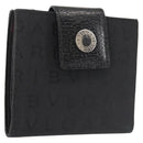 BVLGARI Logo Mania Bifold Wallet Canvas Black Auth am9073-1
