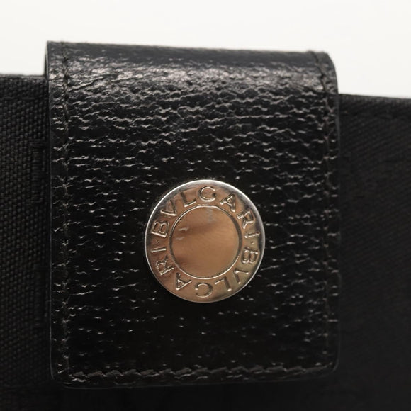 BVLGARI Logo Mania Bifold Wallet Canvas Black Auth am9073