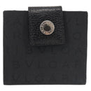 BVLGARI Logo Mania Bifold Wallet Canvas Black Auth am9073-2