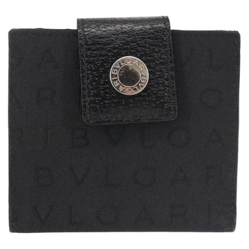 BVLGARI Logo Mania Bifold Wallet Canvas Black Auth am9073 - 0