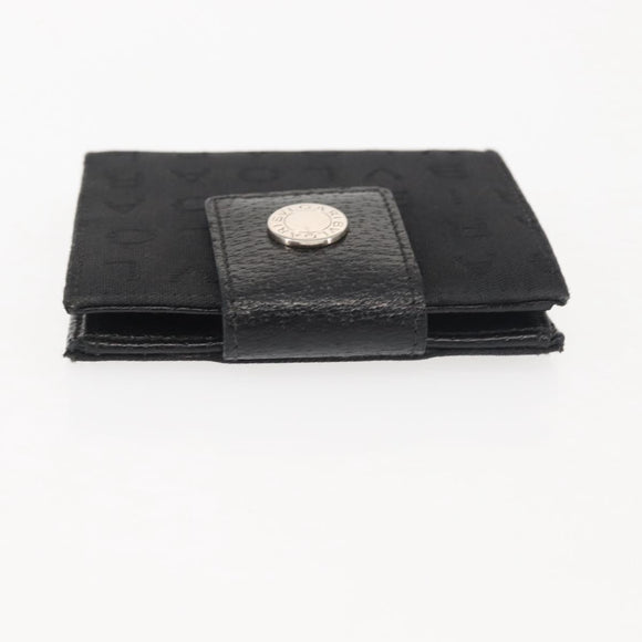 BVLGARI Logo Mania Bifold Wallet Canvas Black Auth am9073