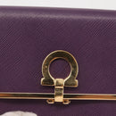 Salvatore Ferragamo Gancini Wallet Leather Purple Gold Auth am9074-8