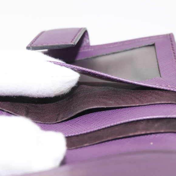 Salvatore Ferragamo Gancini Wallet Leather Purple Gold Auth am9074