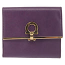 Salvatore Ferragamo Gancini Wallet Leather Purple Gold Auth am9074-13