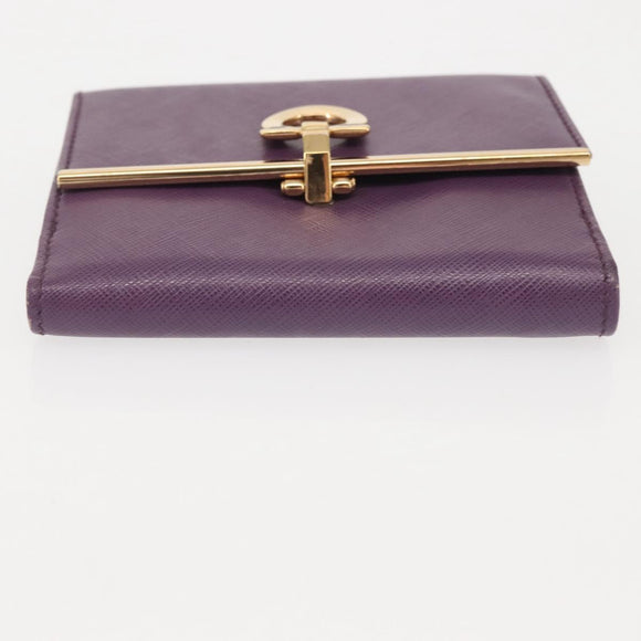 Salvatore Ferragamo Gancini Wallet Leather Purple Gold Auth am9074