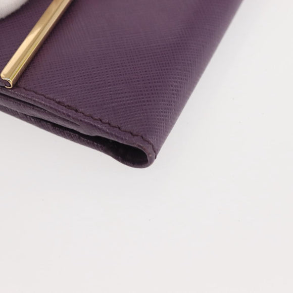 Salvatore Ferragamo Gancini Wallet Leather Purple Gold Auth am9074