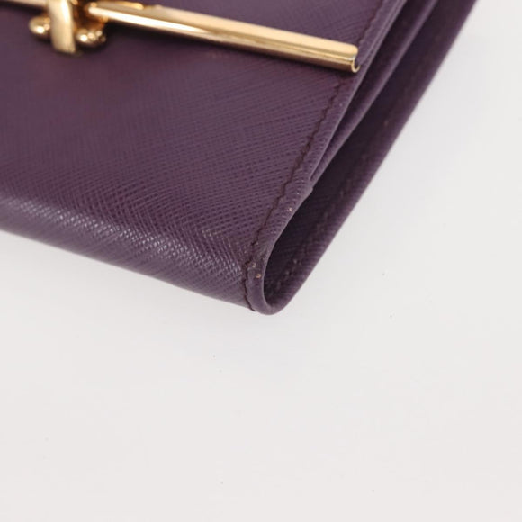 Salvatore Ferragamo Gancini Wallet Leather Purple Gold Auth am9074