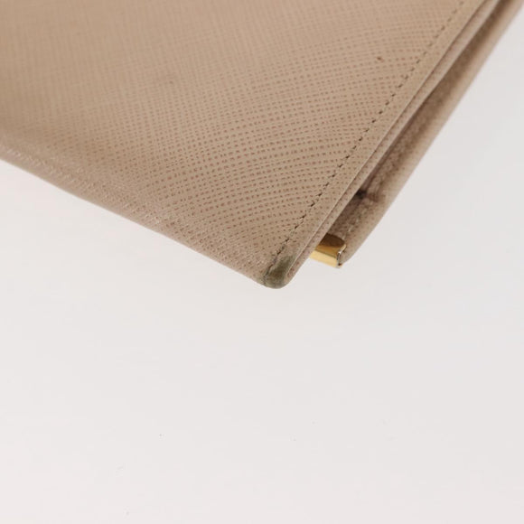 Salvatore Ferragamo Gancini Long Wallet Leather Beige Gold Auth am9075