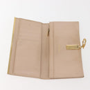 Salvatore Ferragamo Gancini Long Wallet Leather Beige Gold Auth am9075-9