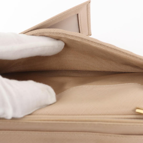 Salvatore Ferragamo Gancini Long Wallet Leather Beige Gold Auth am9075