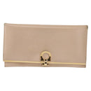 Salvatore Ferragamo Gancini Long Wallet Leather Beige Gold Auth am9075-13