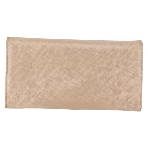 Salvatore Ferragamo Gancini Long Wallet Leather Beige Gold Auth am9075