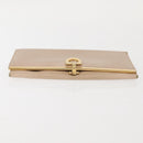 Salvatore Ferragamo Gancini Long Wallet Leather Beige Gold Auth am9075-6