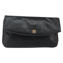 GIVENCHY Clutch Bag Leather Black Gold Auth am9079-1