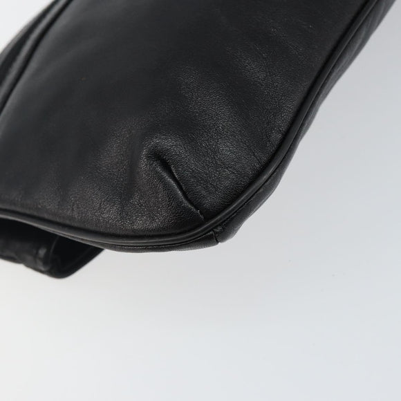 GIVENCHY Clutch Bag Leather Black Gold Auth am9079