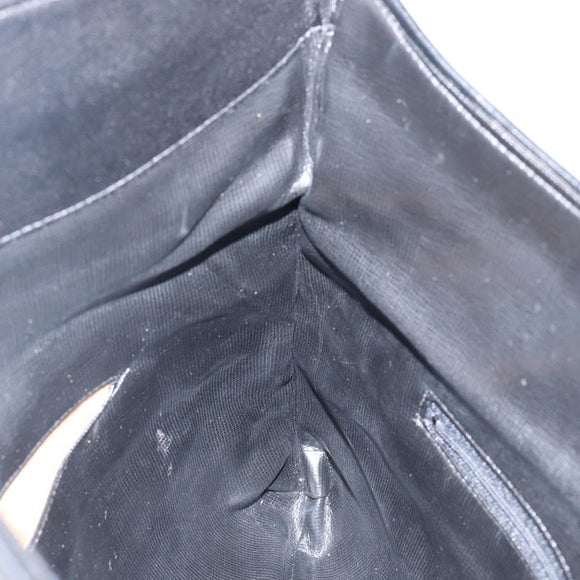 GIVENCHY Clutch Bag Leather Black Gold Auth am9079