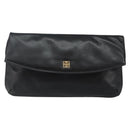 GIVENCHY Clutch Bag Leather Black Gold Auth am9079-13